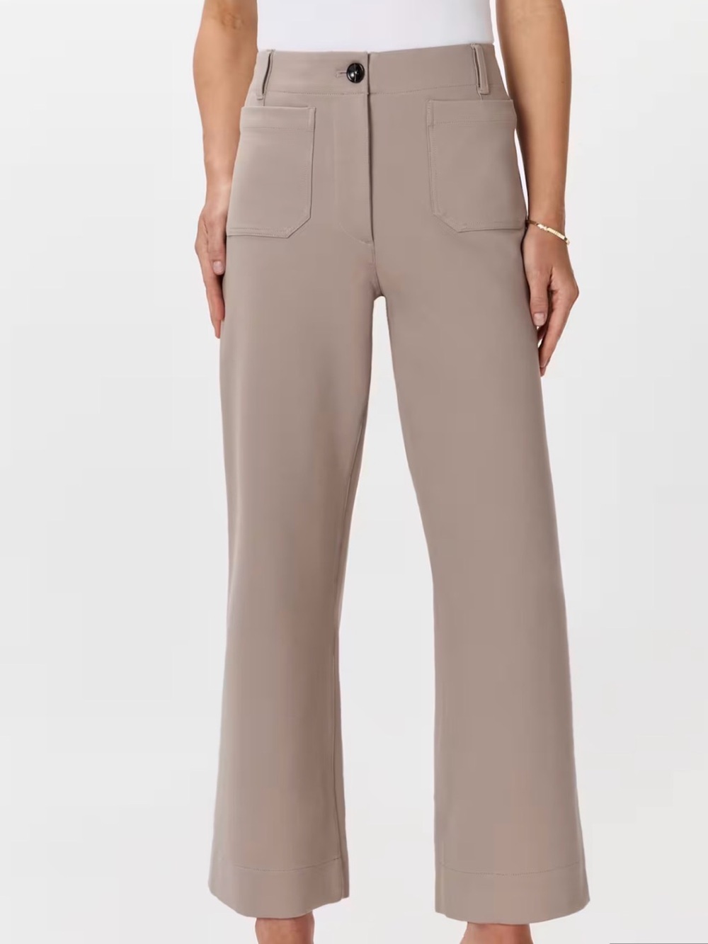 Quince Ultra-Stretch Ponte Cropped Wide Leg Pants- Morel Grey